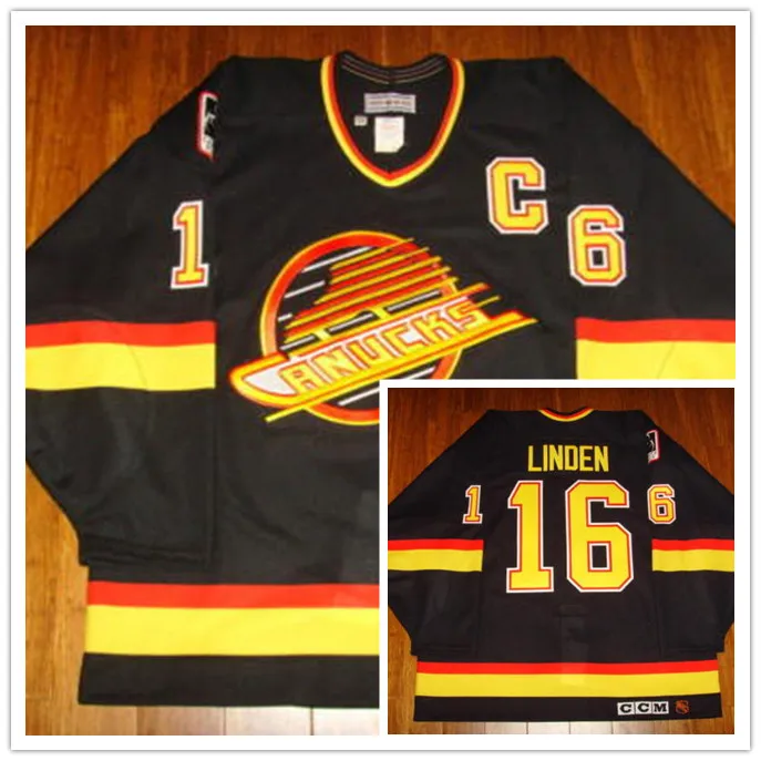 

#16 Trevor Linden Vintage Canucks CCM MEN'S Hockey Jersey Embroidery Stitched Customize any number and name