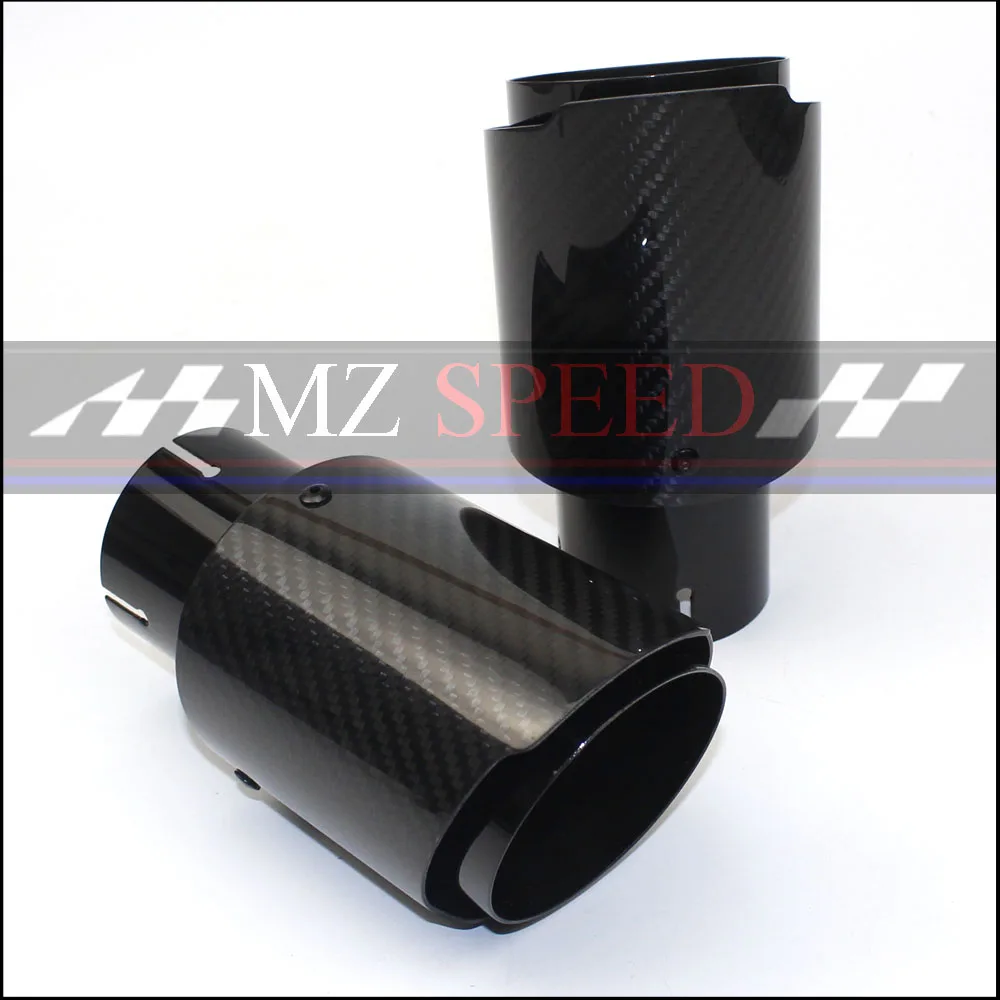 

Car Carbon Fibre Glossy Exhaust System Muffler Pipe Tip Straight Universal Blue Stainless Mufflers Decorations For Akrapovic