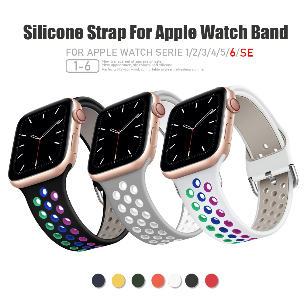 Ремешок силиконовый для Apple Watch Band 6 5 4 3 Band 38 мм 40 мм 42 мм 44 мм, резиновый спортивный смарт-браслет для IWatch Series 4 3
Ремешок силиконовый для Apple Watch Band 6 5 4 3 Band 38 мм 40 мм 42 мм 44 мм, резиновый спортивный смарт-браслет для IWatch Series 4 3