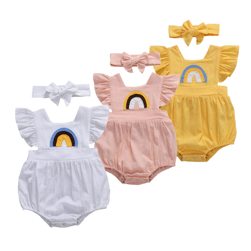 Summer Baby Girls Ruffles Rainbow Print Rompers Infant Newborn Baby Backless Cotton Linen Jumpsuits Toddler Boys Girls Outfits
Summer Baby Girls Ruffles Rainbow Print Rompers Infant Newborn Baby Backless Cotton Linen Jumpsuits Toddler Boys Girls Outfits