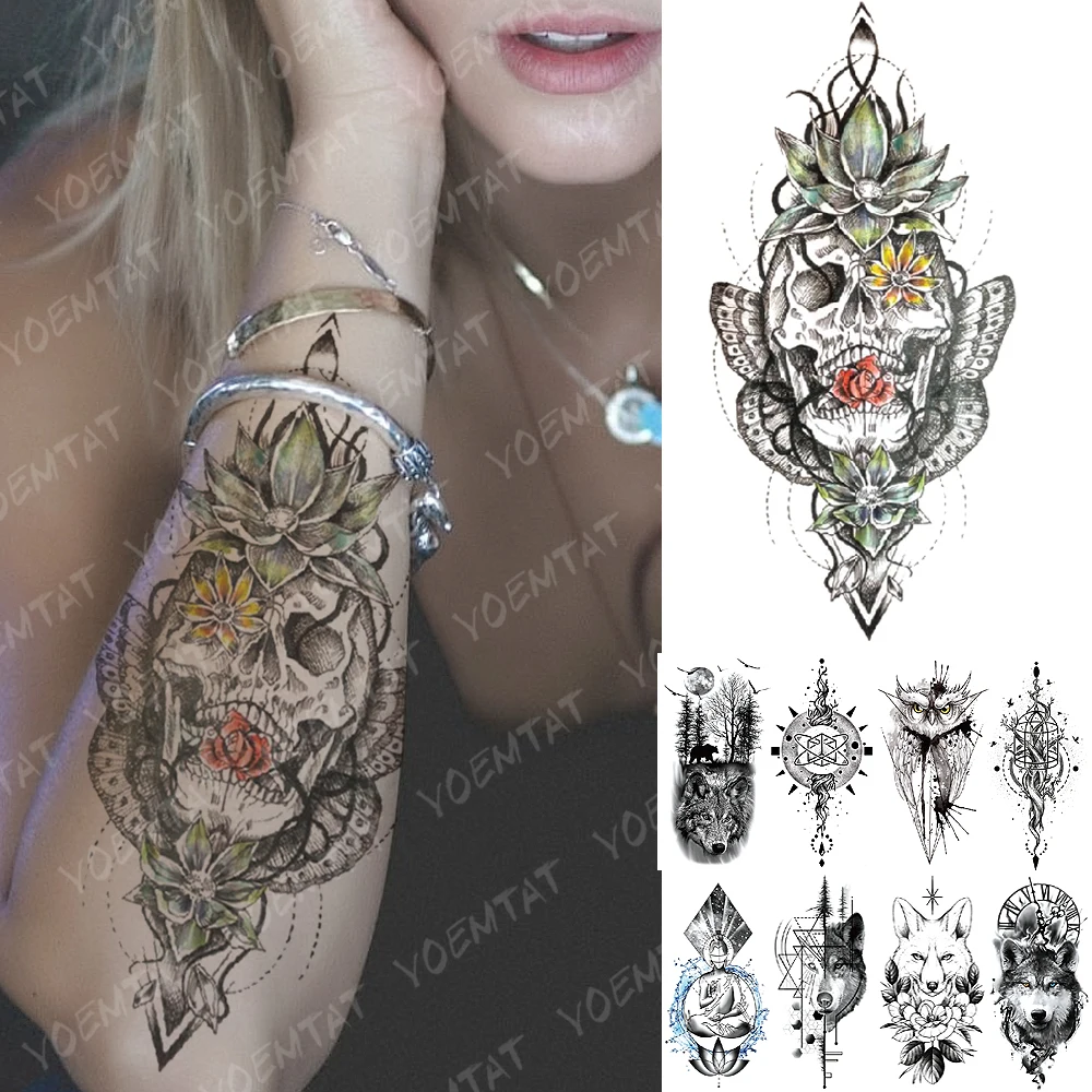 Waterproof Temporary Tattoo Sticker Flower Skull Forest Wolf Flash Tattoos Owl Buddha Fox Body Art Arm Fake Tatoo Women Men
Waterproof Temporary Tattoo Sticker Flower Skull Forest Wolf Flash Tattoos Owl Buddha Fox Body Art Arm Fake Tatoo Women Men