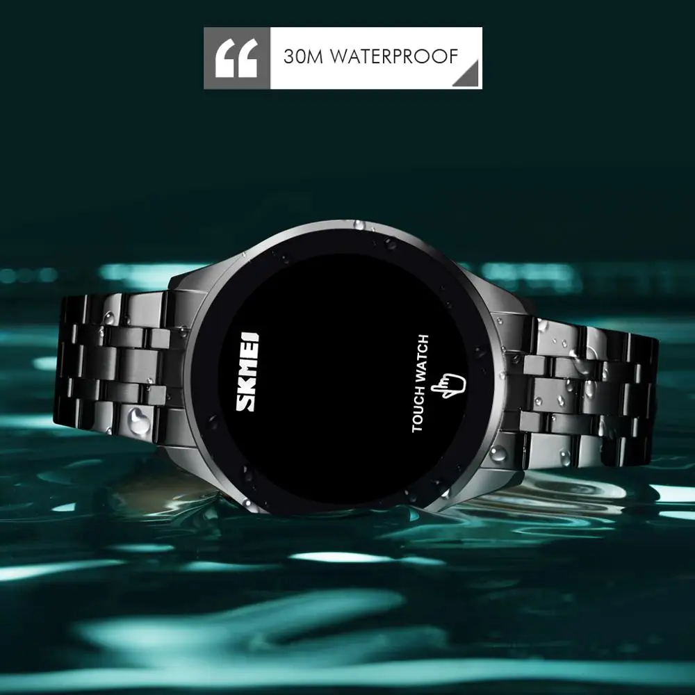 

Skmei LED Touch Screen Men's Wristwatches SKMEI Brand Waterproof Relojes Fashion Stainless Steel Digital Watch Relogio Masculino