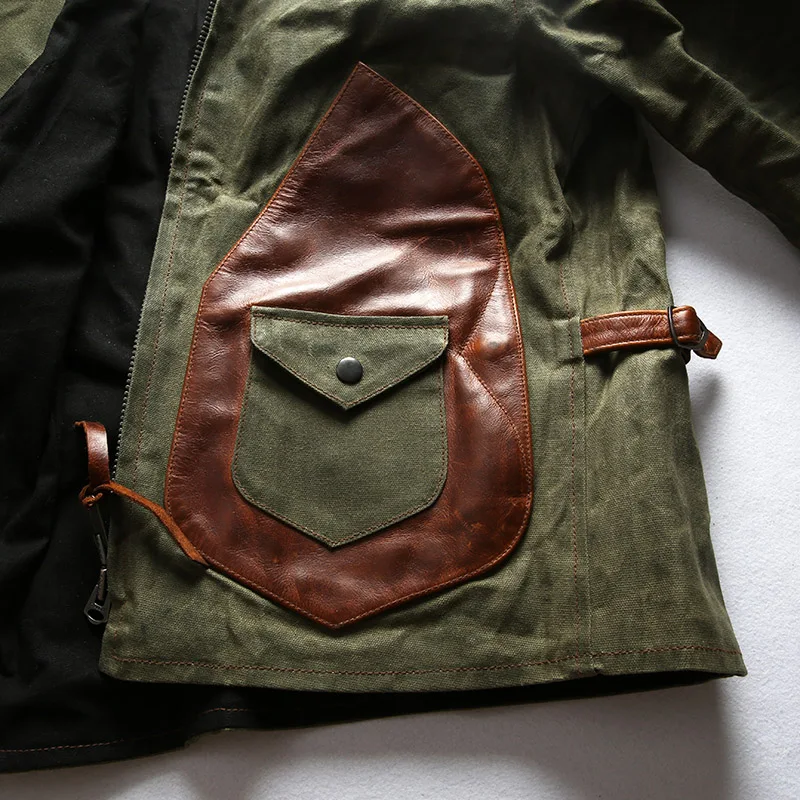 Shipping Genuine Cow Leather Free Canvas Coat Men's Army Designer Vintage Thick Cowhide Wax Water Proof Spring Autumn Jacket
Shipping Genuine Cow Leather Free Canvas Coat Men's Army Designer Vintage Thick Cowhide Wax Water Proof Spring Autumn Jacket