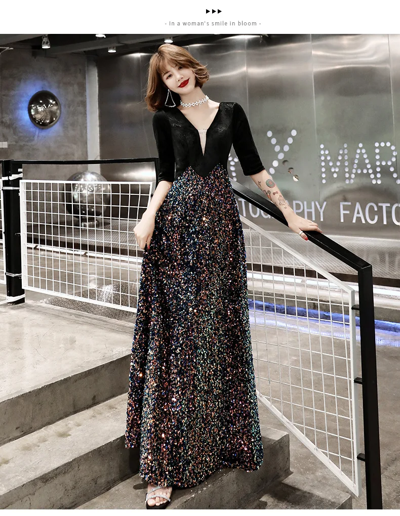 Women's Long Sequined Bling Bling Dress Glitter Longer Party Dress Elegant Sparkling Dresses Empire Waist Half Sleeve Dresses 
Women's Long Sequined Bling Bling Dress Glitter Longer Party Dress Elegant Sparkling Dresses Empire Waist Half Sleeve Dresses