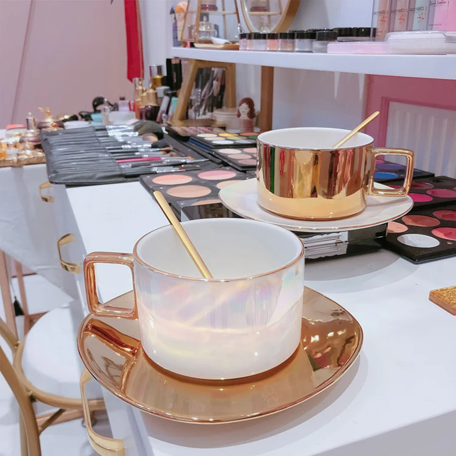 Ceramic Mug Pearlescent Golden Coffee Cup Saucer Set Breakfast Milk Cup Dish Afternoon Tea Drinkware Nordic Home Office Mugs
Ceramic Mug Pearlescent Golden Coffee Cup Saucer Set Breakfast Milk Cup Dish Afternoon Tea Drinkware Nordic Home Office Mugs