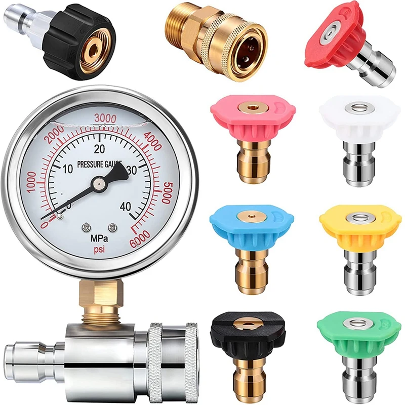 Pressure Washer Adapter Pressure Washer Gauge Kit with 6000Psi 3/8 Inch Pressure Washer Gauge, Quick Hose Connect Kit
Pressure Washer Adapter Pressure Washer Gauge Kit with 6000Psi 3/8 Inch Pressure Washer Gauge, Quick Hose Connect Kit