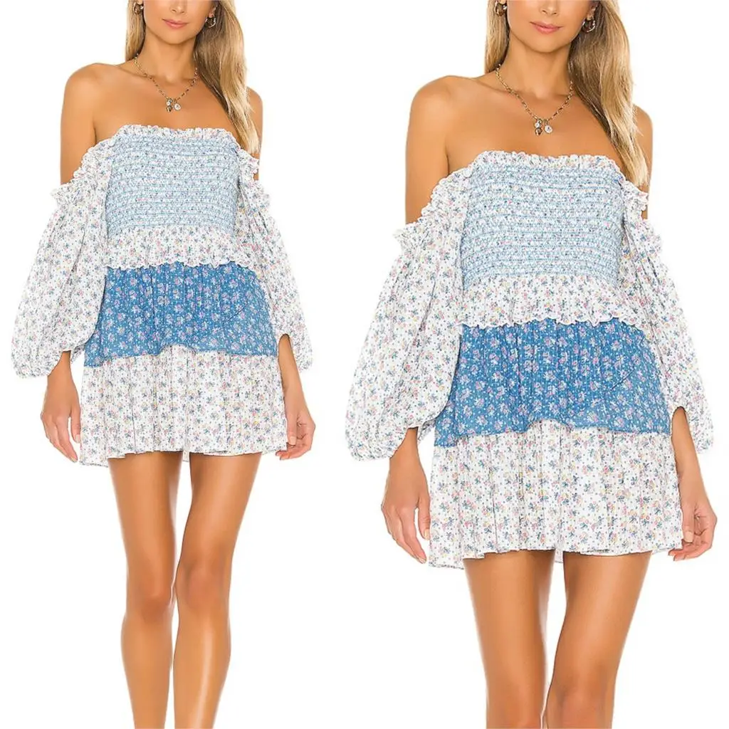 Fashion Trendy Design Women Clothes Strapless Design Smocked Bodice Vista Blue Cotton Dress
Fashion Trendy Design Women Clothes Strapless Design Smocked Bodice Vista Blue Cotton Dress