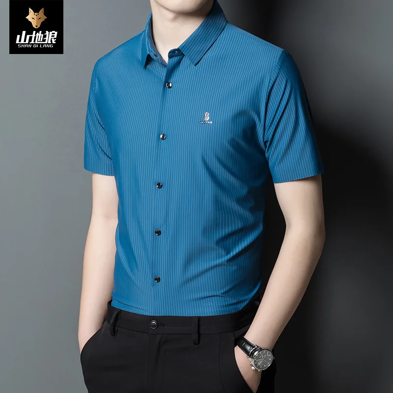 Mountain Wolf men's summer New Stripe Men's Lapel business shirt men's fashion leisure middle aged shirt men
Mountain Wolf men's summer New Stripe Men's Lapel business shirt men's fashion leisure middle aged shirt men