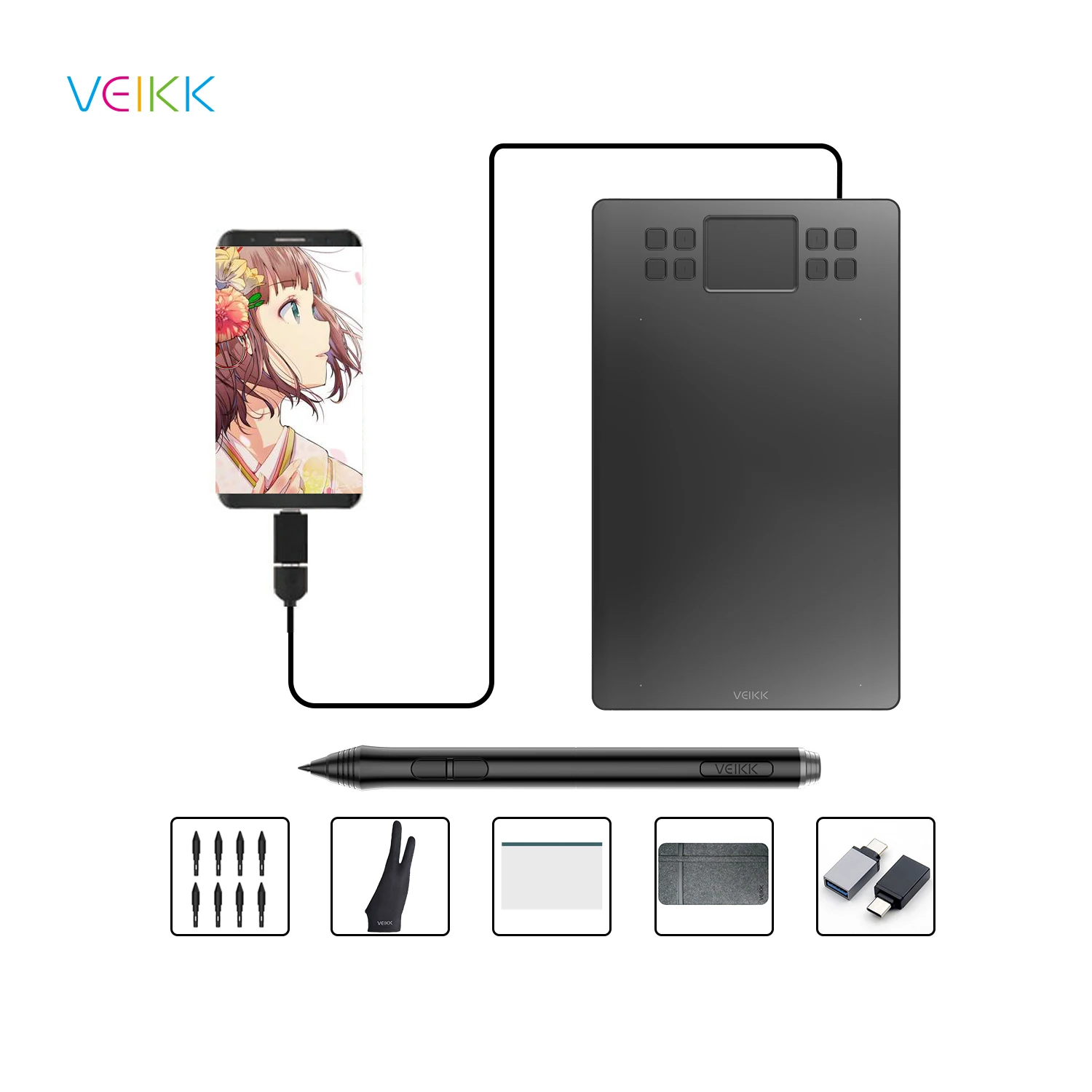 Планшет для рисования VEIKK A50 цифровой планшет с поддержкой Android Linux Mac Windows