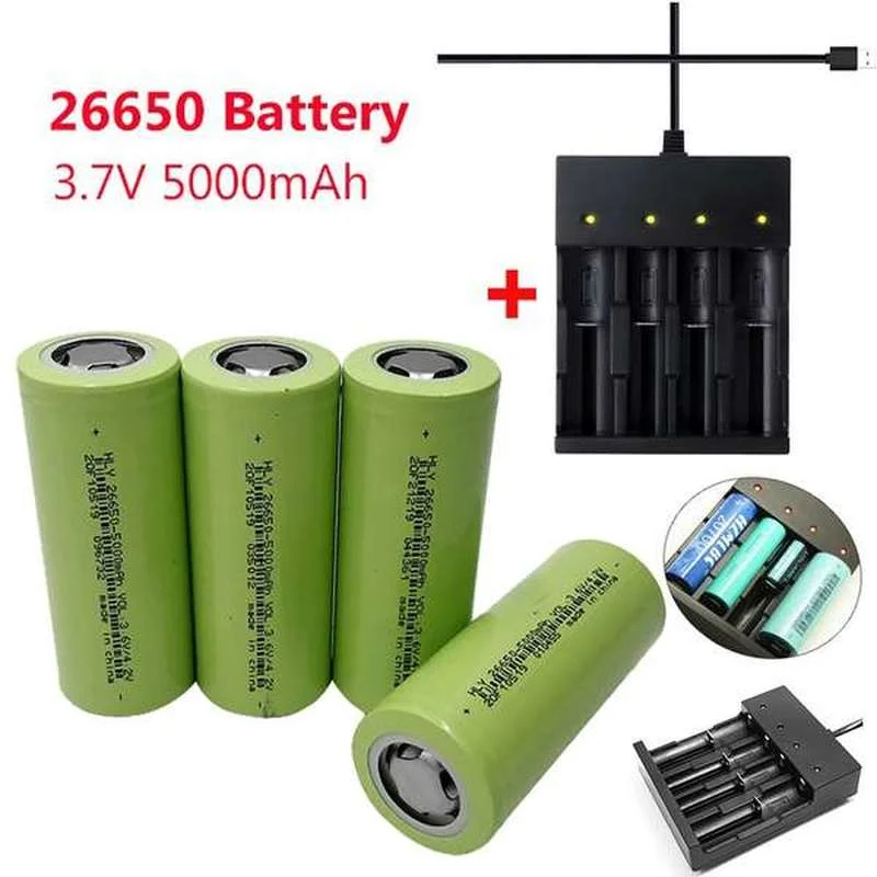 High Capacity 26650 5000mah Li-ion Rechargeable Battery 3.7V 26650 Battery Universal USB 26650 18650 Battery Charger
High Capacity 26650 5000mah Li-ion Rechargeable Battery 3.7V 26650 Battery Universal USB 26650 18650 Battery Charger