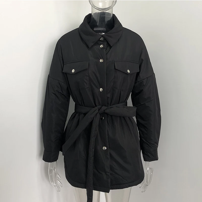 Front Pockets s Women Fashion Tie Belt Coats Women Elegant Winter Solid Turn Down Collar Cotton Jackets Female Ladies
Front Pockets s Women Fashion Tie Belt Coats Women Elegant Winter Solid Turn Down Collar Cotton Jackets Female Ladies