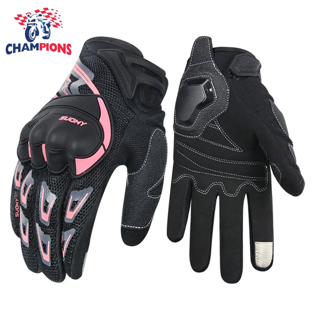 

Всесезонные дышащие сетчатые мотоциклетные перчатки, защитная Экипировка для пальцев, Розовые Перчатки для мотоциклистов, теплые перчатки