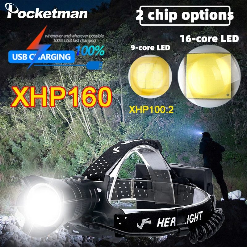 300M Long-range P160 Super Bright Headamp Waterproof Zoomable Head Lamp USB Recharge Headlight Portable Head Torch with 3*18650
300M Long-range P160 Super Bright Headamp Waterproof Zoomable Head Lamp USB Recharge Headlight Portable Head Torch with 3*18650