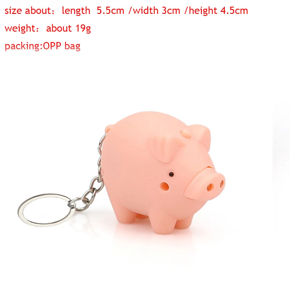 1Pc Cute Cartoon Mini Pig Keychains With LED Light Keyring Women Girl Jewelry Car Bell Key Birthday Gift #1205 | Украшения и
