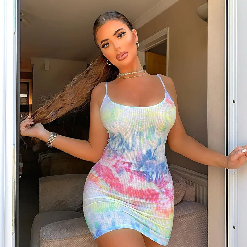 Summer Women Tie Dye Patchwork Sexy U Neck Spaghetti Strap Dress 2021 New Slim Printing Short Fashion Ladies Tank Dress
Summer Women Tie Dye Patchwork Sexy U Neck Spaghetti Strap Dress 2021 New Slim Printing Short Fashion Ladies Tank Dress