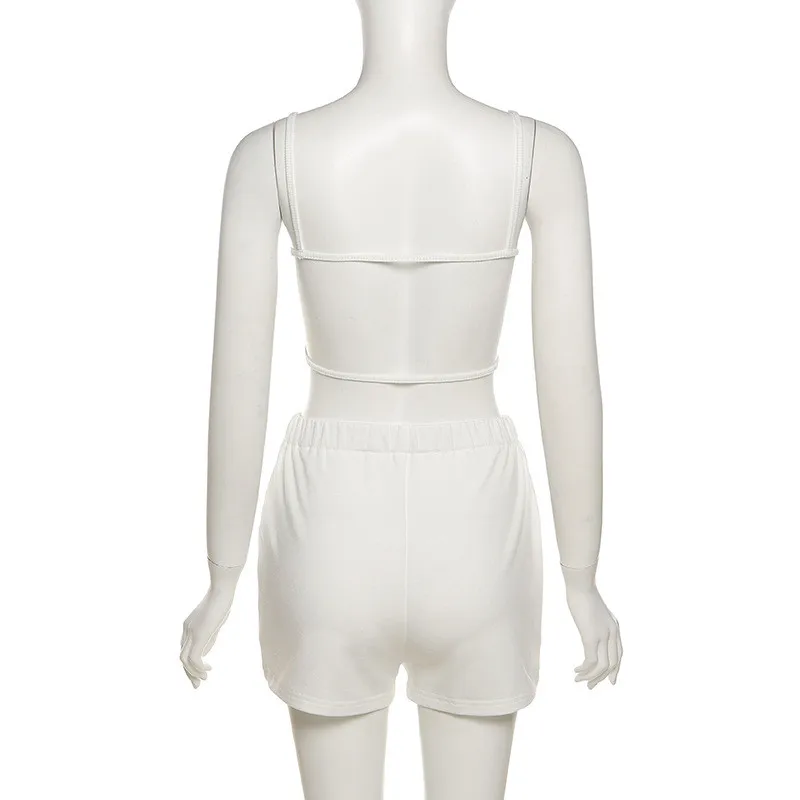 Black Casual Two Piece Sets Women Backless Sleeveless Top+Side Pockets Shorts Matching Set Summer Fitness Athleisure Outfits 
Black Casual Two Piece Sets Women Backless Sleeveless Top+Side Pockets Shorts Matching Set Summer Fitness Athleisure Outfits