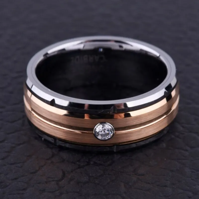 Men 8mm Men's Carbide Wedding Ring Silver Rose Gold CZ Stone Ring for Women Special Design Anniversary Gif
Men 8mm Men's Carbide Wedding Ring Silver Rose Gold CZ Stone Ring for Women Special Design Anniversary Gif