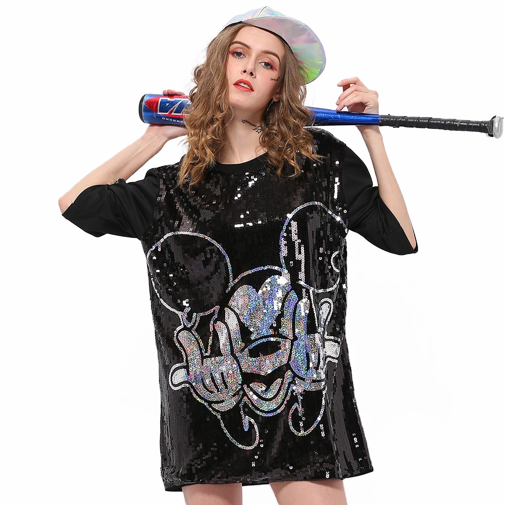 Женская футболка с блестками GoneGoing, Черная/Серебристая длинная футболка с коротким рукавом, вечерние футболки большого размера, для лета, 2020
Женская футболка с блестками GoneGoing, Черная/Серебристая длинная футболка с коротким рукавом, вечерние футболки большого размера, для лета, 2020