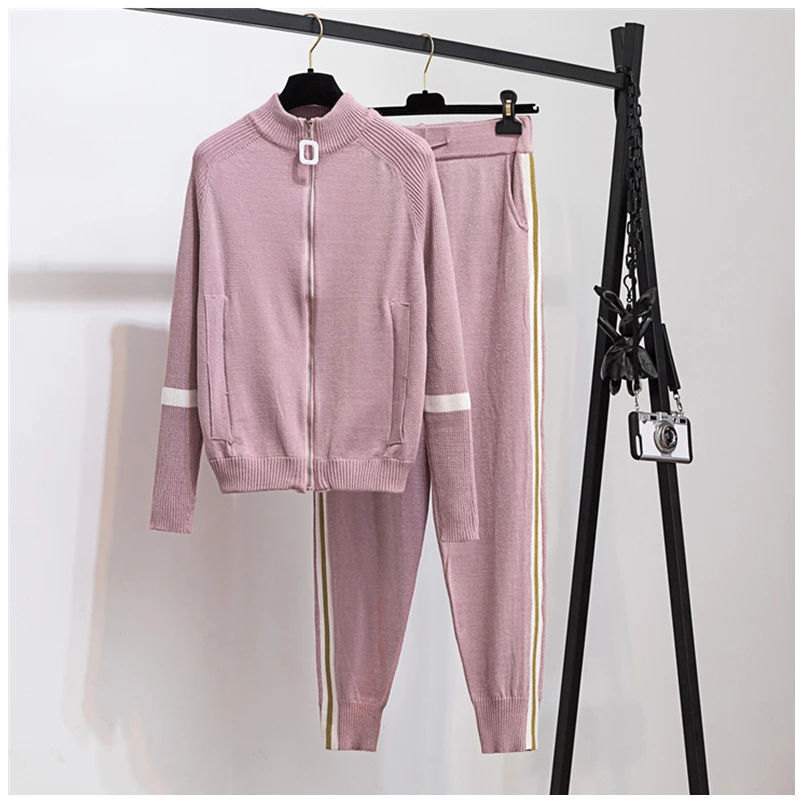 Amolapha Woman Zipper Shining Knitted Cardigans+Striped Pants 2PCS Sets Shining Trousers Knit Tracksuit Outfit
Amolapha Woman Zipper Shining Knitted Cardigans+Striped Pants 2PCS Sets Shining Trousers Knit Tracksuit Outfit
