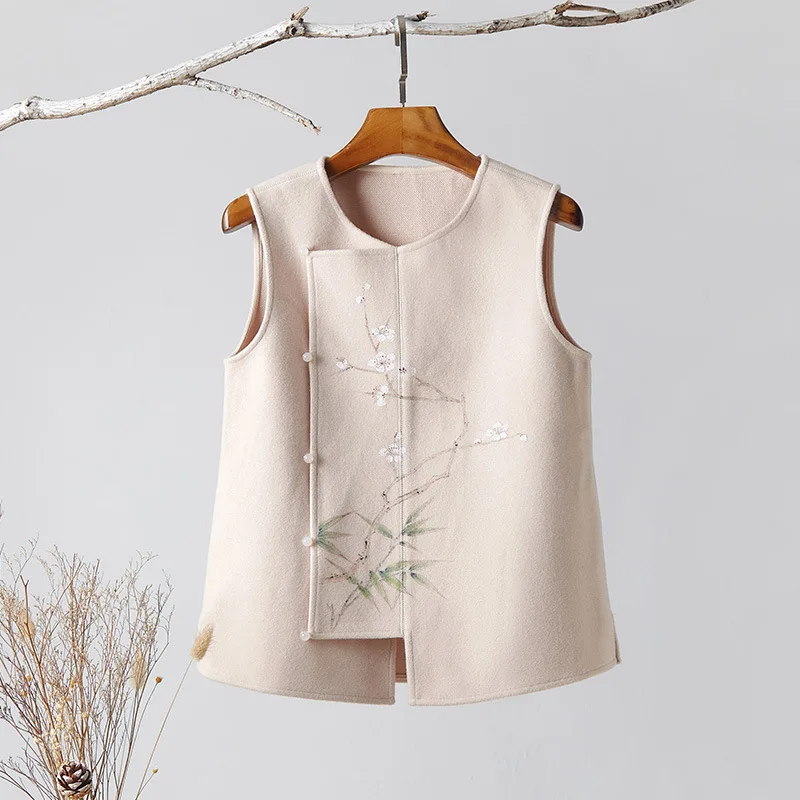 Chinese Hand-painted Ethnic Hanfu Woolen Autumn And Winter 2021 New Vest Women's Jacket
Chinese Hand-painted Ethnic Hanfu Woolen Autumn And Winter 2021 New Vest Women's Jacket