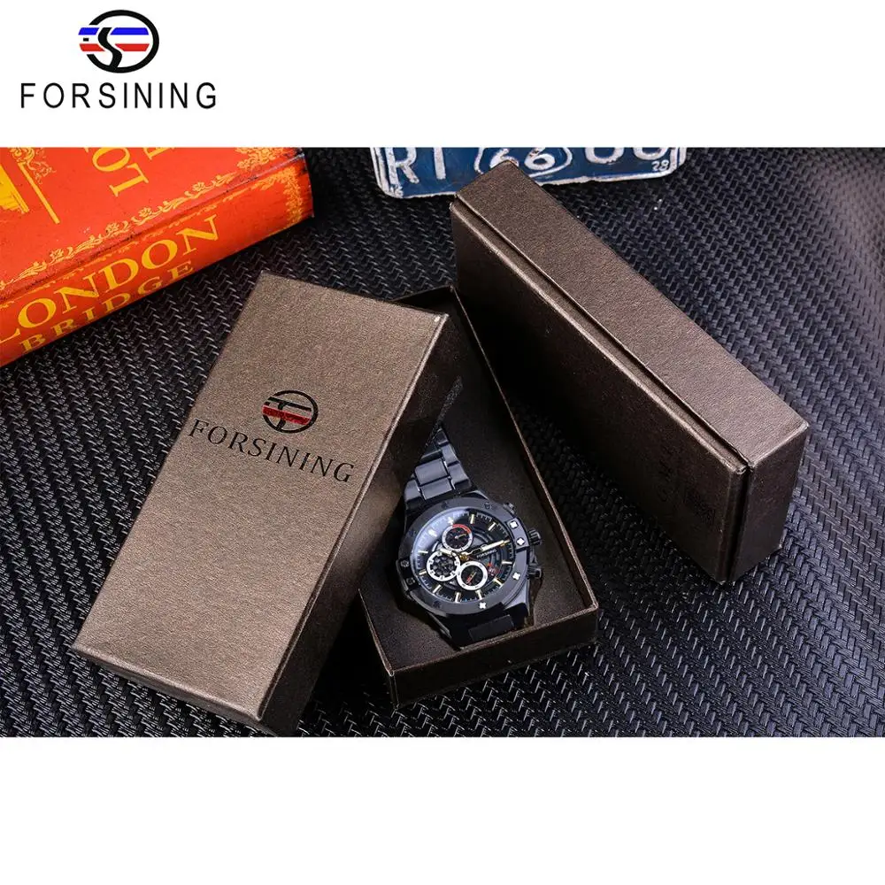 Forsining Black Men Mechanical Watches Automatic Race Car Date Multifunction 3 Sub Dial Luminous Hand Stainless Steel Band Clock
Forsining Black Men Mechanical Watches Automatic Race Car Date Multifunction 3 Sub Dial Luminous Hand Stainless Steel Band Clock