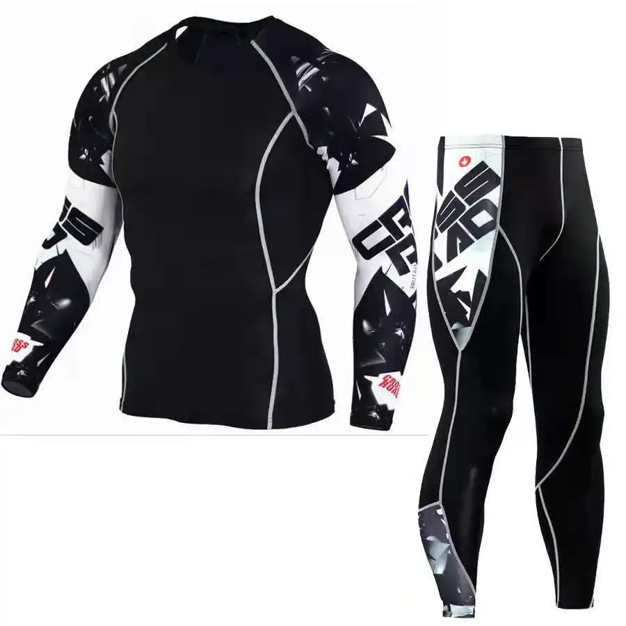 Sports fitness suit printed men's quick-dry stretch outdoor running training long sleeve trousers
Sports fitness suit printed men's quick-dry stretch outdoor running training long sleeve trousers