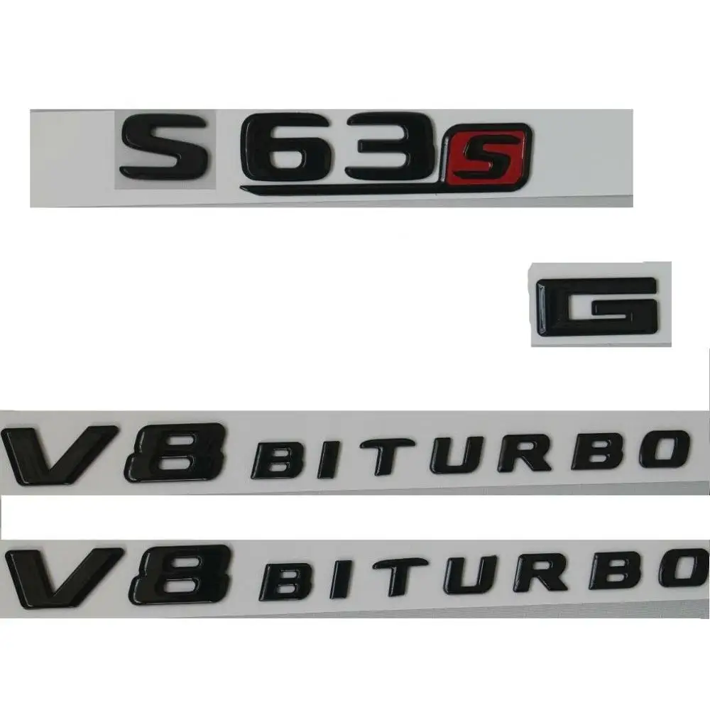 Блестящие черные буквы S63s Для AMG V8 BITURBO эмблемы значки W222 | Автомобили и мотоциклы