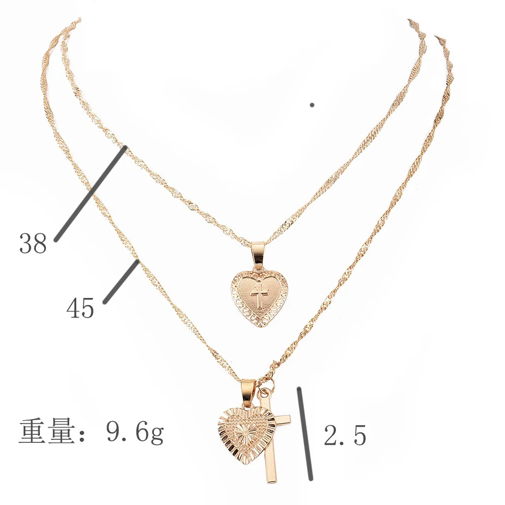 Fashionable Love Cross Pendant Multilayer Ladies Necklace New European and American Fashion Necklace
Fashionable Love Cross Pendant Multilayer Ladies Necklace New European and American Fashion Necklace
