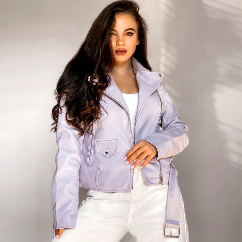 Spring Autumn Women Faux Leather Jacket Ladies Solid With Belt Zipper Biker Coat Female Casual Outwear
Spring Autumn Women Faux Leather Jacket Ladies Solid With Belt Zipper Biker Coat Female Casual Outwear