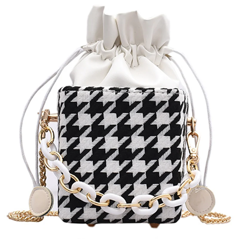 Fashion Houndstooth WOOL Chain Shoulder Bag Bucket Bag Luxury Handbags Women Bags Designer SAC A Main Crossbody Bags For Women
Fashion Houndstooth WOOL Chain Shoulder Bag Bucket Bag Luxury Handbags Women Bags Designer SAC A Main Crossbody Bags For Women