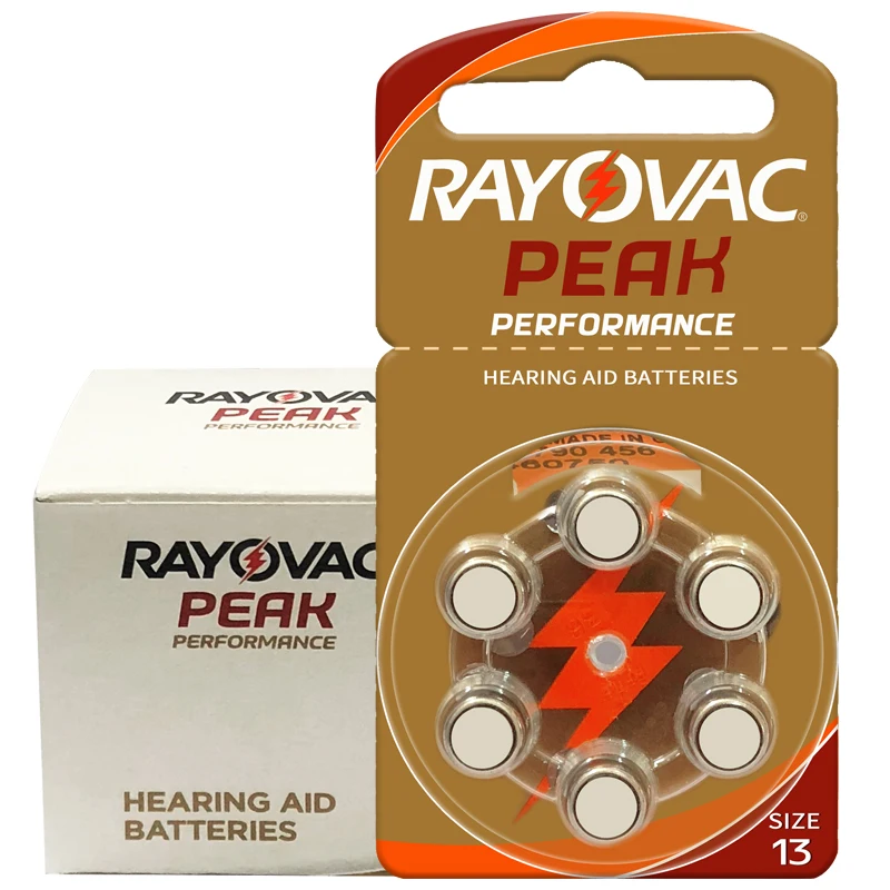 60 PCS Rayovac PEAK High Performance Hearing Aid Batteries. Zinc Air 13A A13 13A 13 P13 PR48 Battery for BTE Hearing aids.
60 PCS Rayovac PEAK High Performance Hearing Aid Batteries. Zinc Air 13A A13 13A 13 P13 PR48 Battery for BTE Hearing aids.