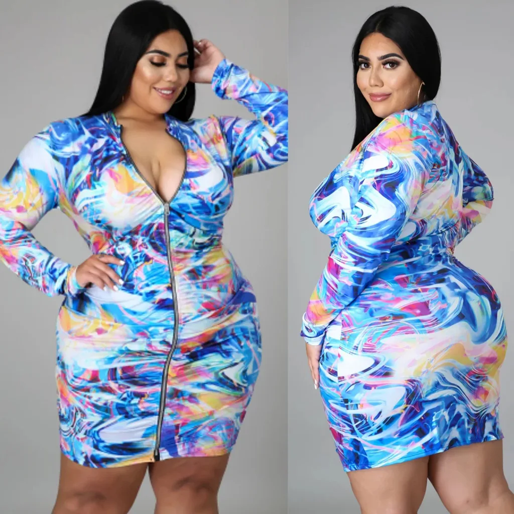 Long-sleeved beach European and American sexy fashion plus size women's tight-fitting slim zipper dress
Long-sleeved beach European and American sexy fashion plus size women's tight-fitting slim zipper dress