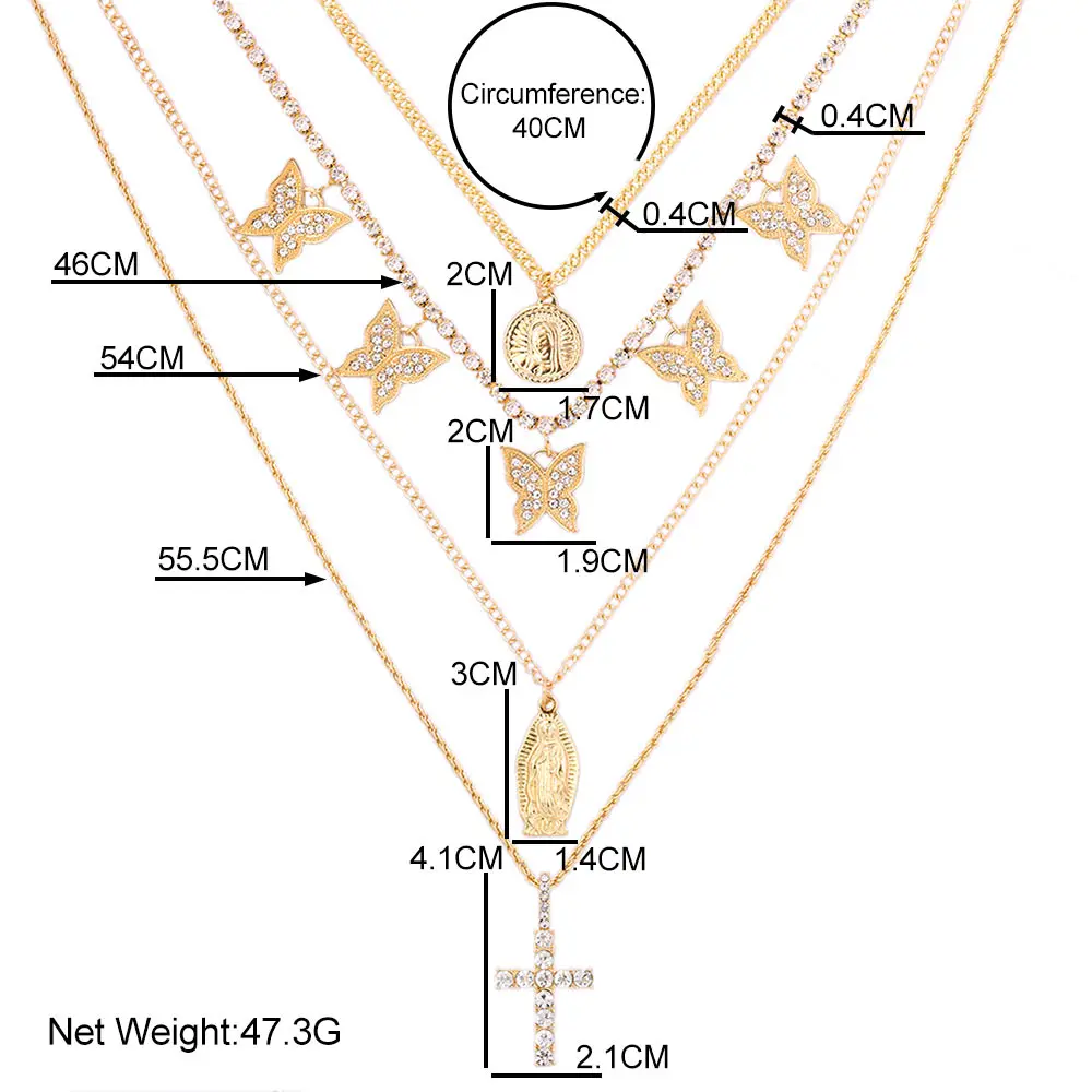 Punk Vintage Multilayered Portrait Coin Cross Pendant Chain Necklace For Women Golden Crystal Butterfly Tennis Chain Jewelry New
Punk Vintage Multilayered Portrait Coin Cross Pendant Chain Necklace For Women Golden Crystal Butterfly Tennis Chain Jewelry New
