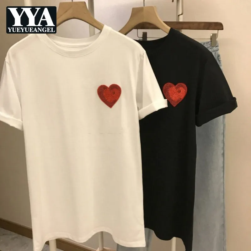 Women Solid Color Casual T Shirt Spring Summer Loose Short Sleeve White Tops Street O-Neck Embroidery Pullover T Shirt Female 
Women Solid Color Casual T Shirt Spring Summer Loose Short Sleeve White Tops Street O-Neck Embroidery Pullover T Shirt Female