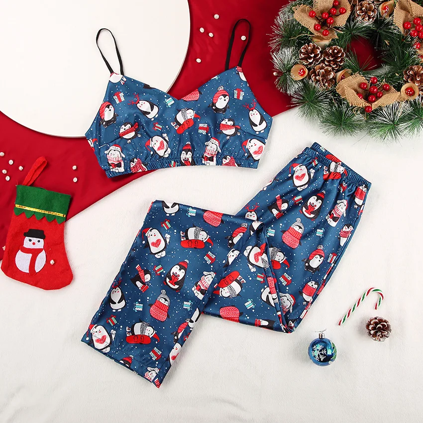 Christmas New Women's Pajamas Suit Cartoon Suspender Trousers Pajama Set Women
Christmas New Women's Pajamas Suit Cartoon Suspender Trousers Pajama Set Women