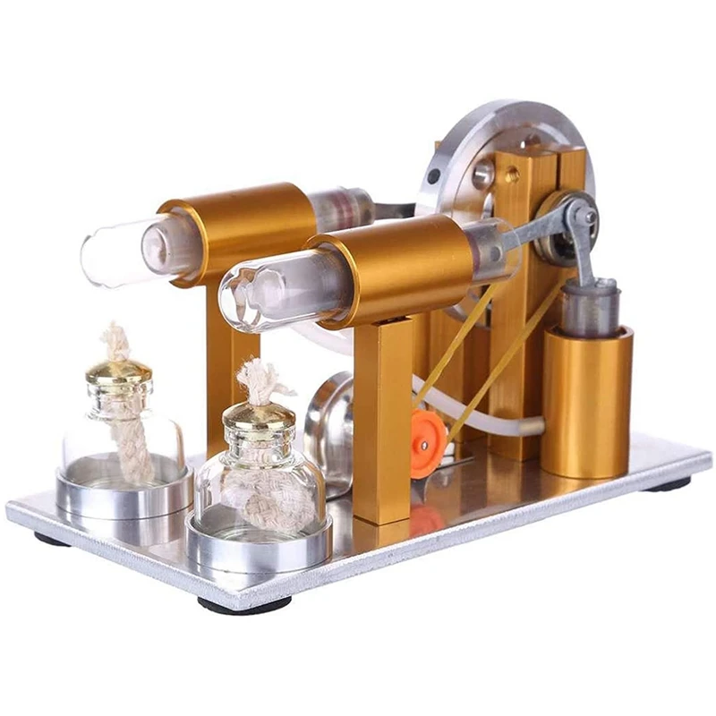 Double Cylinder Hot Air Stirling Engine Motor Model Educational Scientific Power Generation Experimental | Игрушки и хобби