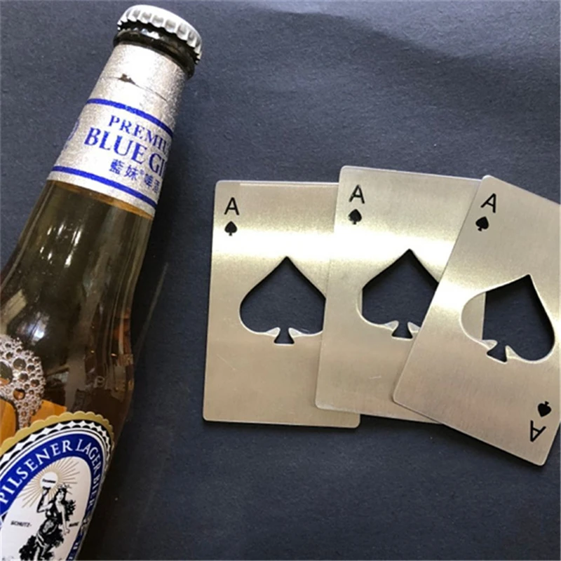 

Открывалка для бутылок в виде кредитных карт, креативный домашний инструмент из нержавеющей стали в форме покера, открывалка для пива