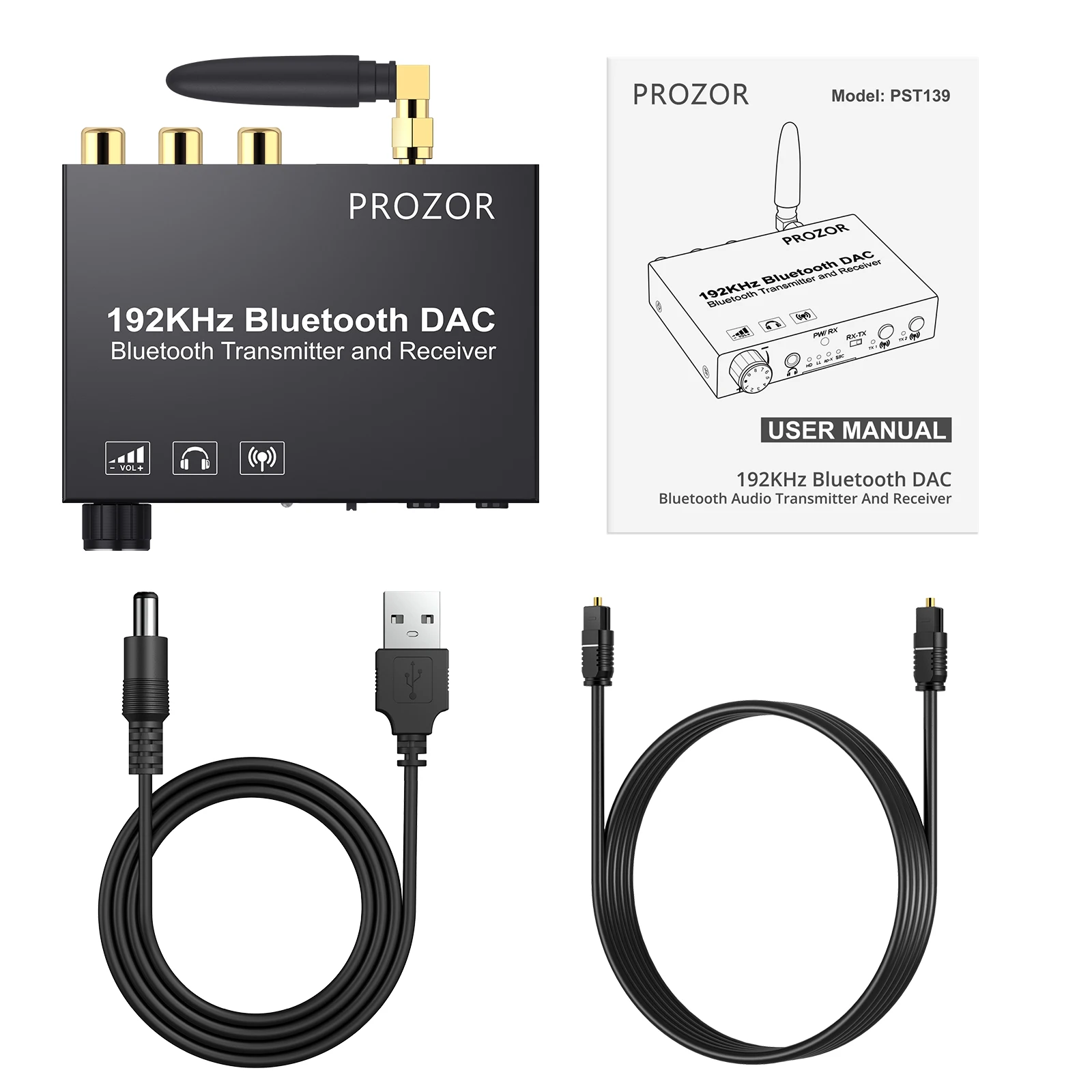PROZOR 192KHz Bluetooth Transmitter Receiver DAC Digital to Analog Audio Converter Optical Coaxial to RCA 3.5mm Audio Adapter
PROZOR 192KHz Bluetooth Transmitter Receiver DAC Digital to Analog Audio Converter Optical Coaxial to RCA 3.5mm Audio Adapter