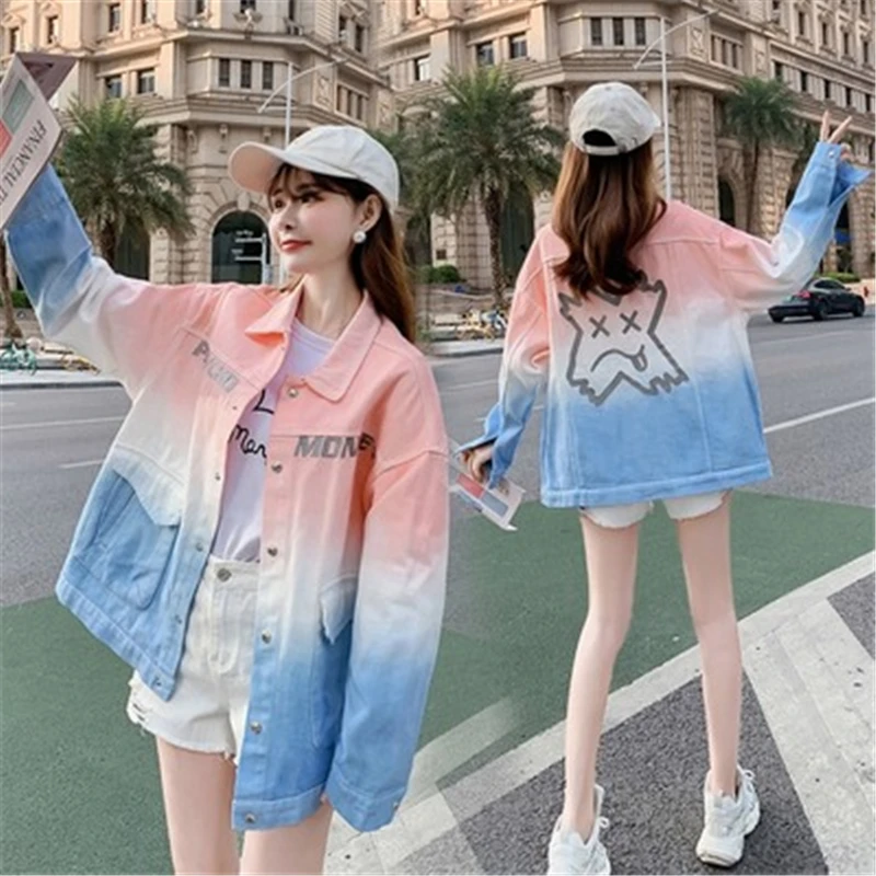 2021 Spring Autumn Fashion New Loose Large Size Lapel Long Sleeve Printed Gradient Denim Jacket Women Trendy H308
2021 Spring Autumn Fashion New Loose Large Size Lapel Long Sleeve Printed Gradient Denim Jacket Women Trendy H308