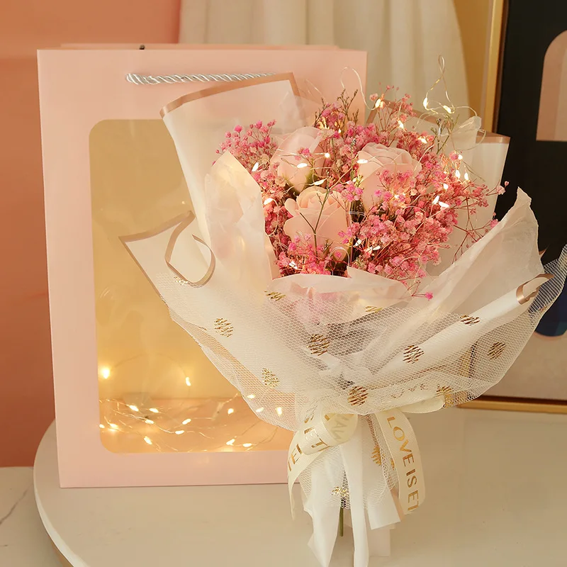 Creative Rose Gypsophila Dried Flower Bouquet + LED Light + Gift Bag Flower Gift Box Valentine's Day Birthday Gift Bride Bouquet
Creative Rose Gypsophila Dried Flower Bouquet + LED Light + Gift Bag Flower Gift Box Valentine's Day Birthday Gift Bride Bouquet