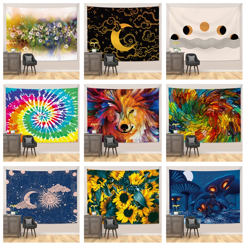Flowers Indian Mandala Tapestry Wall Hanging Geometric Cat Wolf Sun Moon Mushroom Tapestry
Flowers Indian Mandala Tapestry Wall Hanging Geometric Cat Wolf Sun Moon Mushroom Tapestry