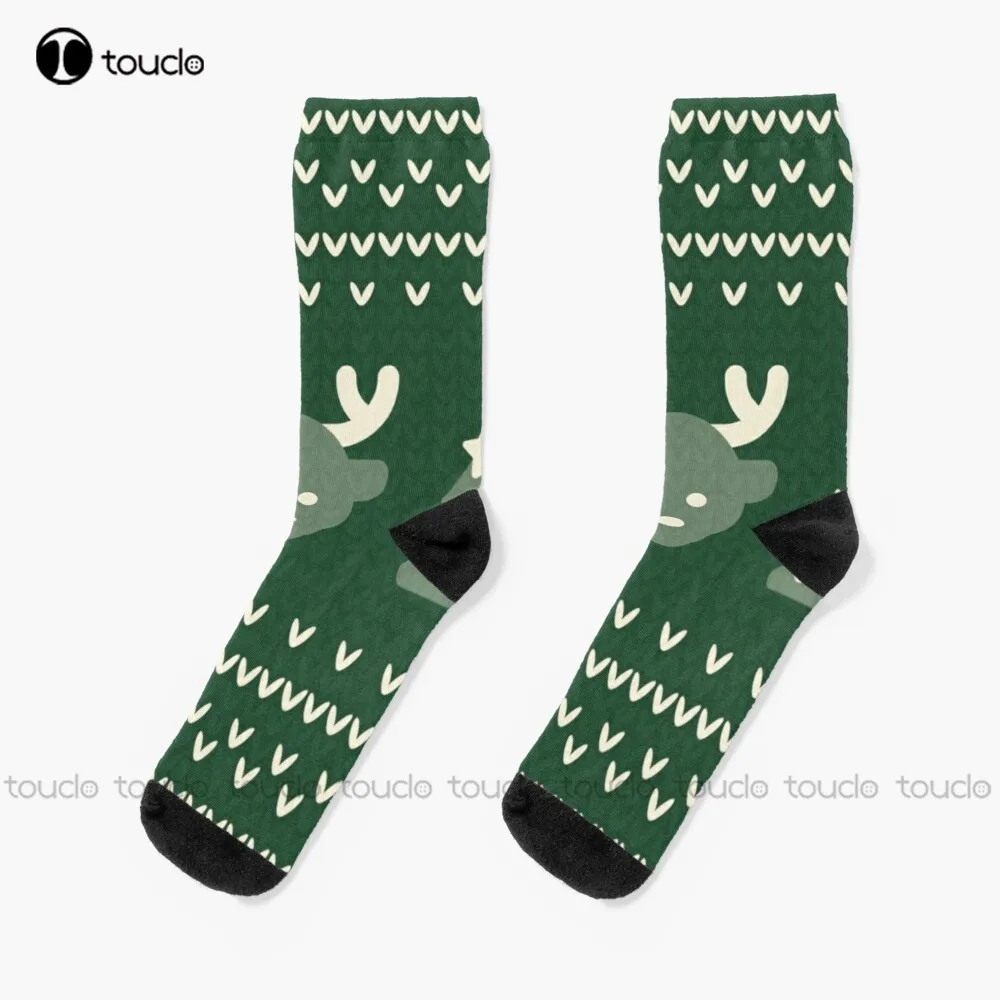 

Santa Claus Is Coming To Town Pattern Christmas Barebranch Socks White Crew Socks Men Personalized Custom 360° Digital Print