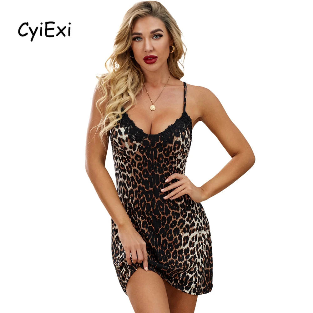 CyiExi Leopard Print Sexy Lace Lingerie Dress for Women Spaghetti Strap Cheetah Chemise Ladies Babydoll Dress Nightwear Clothing
CyiExi Leopard Print Sexy Lace Lingerie Dress for Women Spaghetti Strap Cheetah Chemise Ladies Babydoll Dress Nightwear Clothing