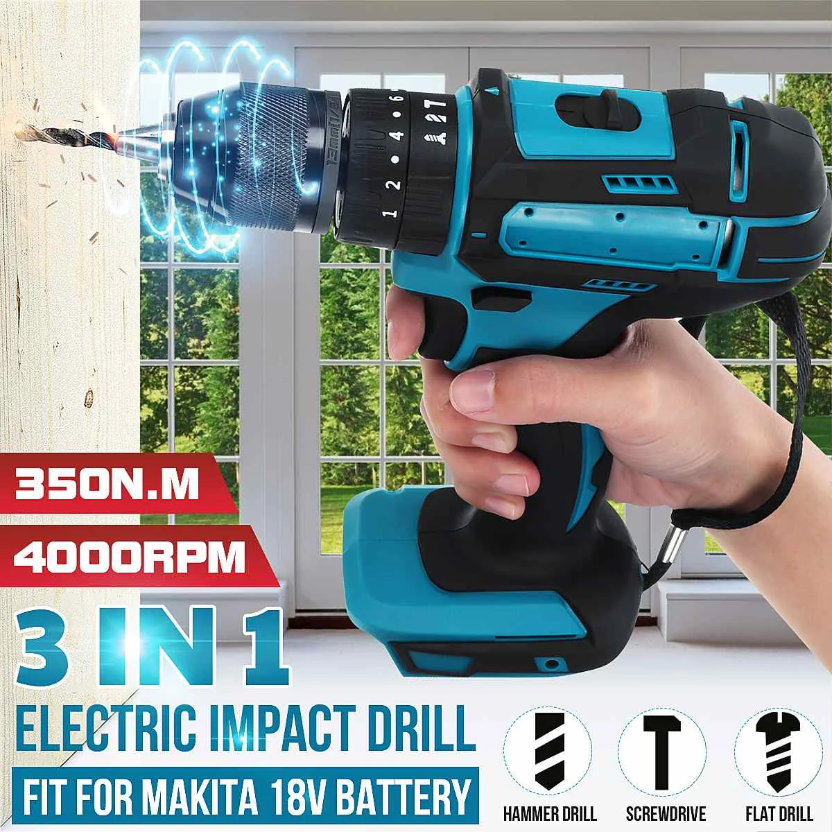 10mm Chuck Impact Drill 350N.m Cordless Electric Drill For Makita 18V Battery 4000RPM LED Light Power Drills
10mm Chuck Impact Drill 350N.m Cordless Electric Drill For Makita 18V Battery 4000RPM LED Light Power Drills