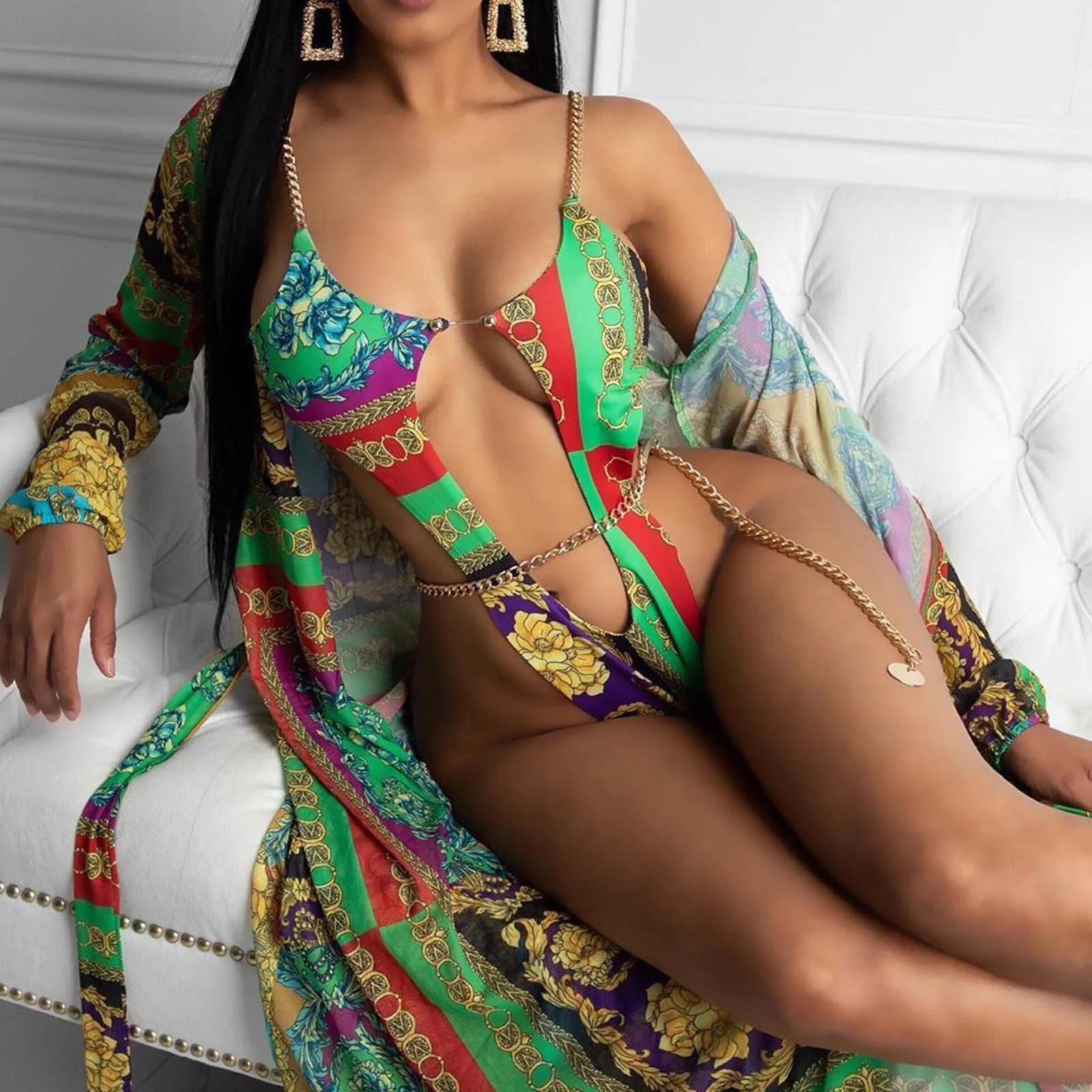 Women's Fashion Sexy Hollow Metal Chain Personalized Printed One-Piece Swimsuit Bikini Sexy Women
Women's Fashion Sexy Hollow Metal Chain Personalized Printed One-Piece Swimsuit Bikini Sexy Women