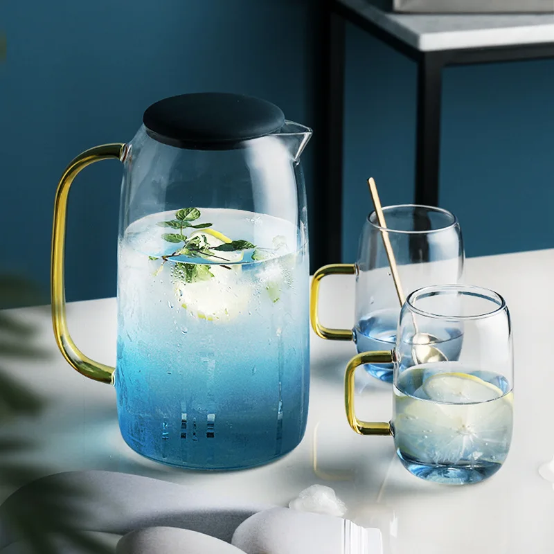 1 Pot 2 Cups Cold Glass Water Bottle 1.5L Jar Kettle Transparent Large Capacity Heat Resistant Water Pot with Handle 
1 Pot 2 Cups Cold Glass Water Bottle 1.5L Jar Kettle Transparent Large Capacity Heat Resistant Water Pot with Handle