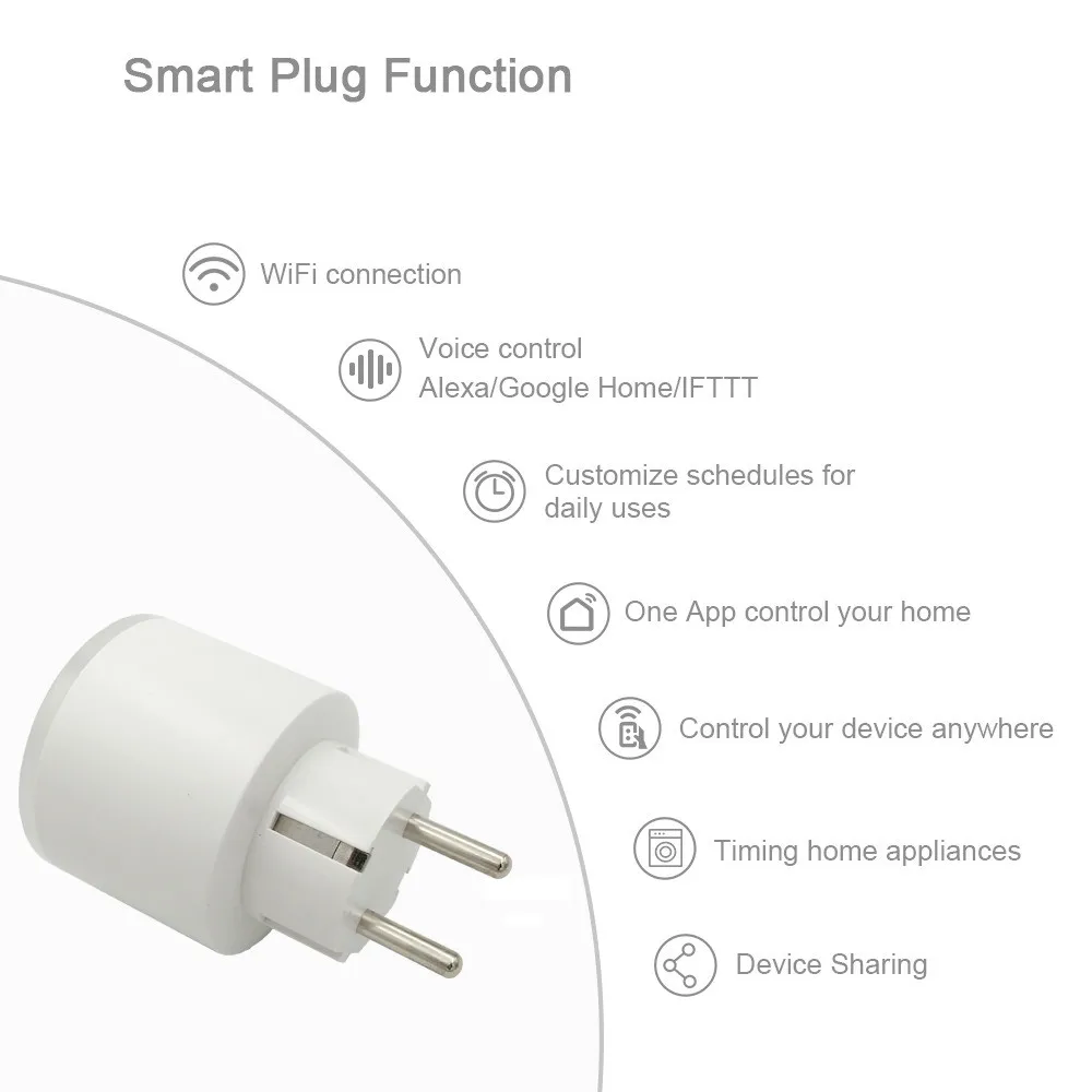 16A EU RGB wifi Smart Plug with Power Monitor, wifi wireless Smart Socket Outlet with Google Home Alexa Voice Control
16A EU RGB wifi Smart Plug with Power Monitor, wifi wireless Smart Socket Outlet with Google Home Alexa Voice Control