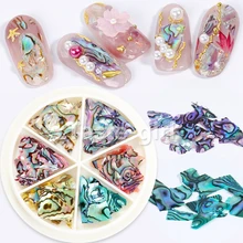 6 Colors Nails Abalone Shell Fragments Texture Natural Sea Shell 3d Charm Nail Art Decoration Slice DIY Beauty Salon Tools New