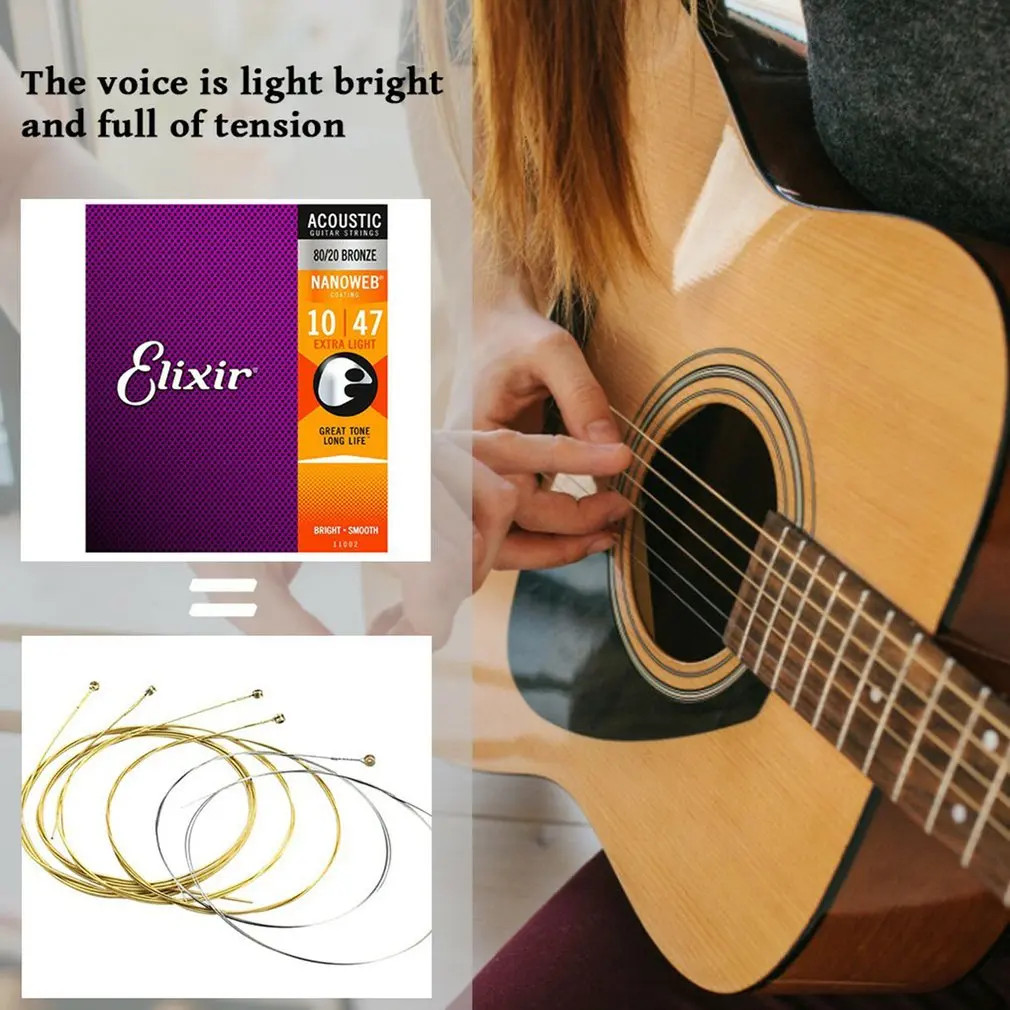 Elixir Nanoweb 11027 Coating 80/20 Bronze Acoustic Guitar Strings Custom Light 011-052
Elixir Nanoweb 11027 Coating 80/20 Bronze Acoustic Guitar Strings Custom Light 011-052