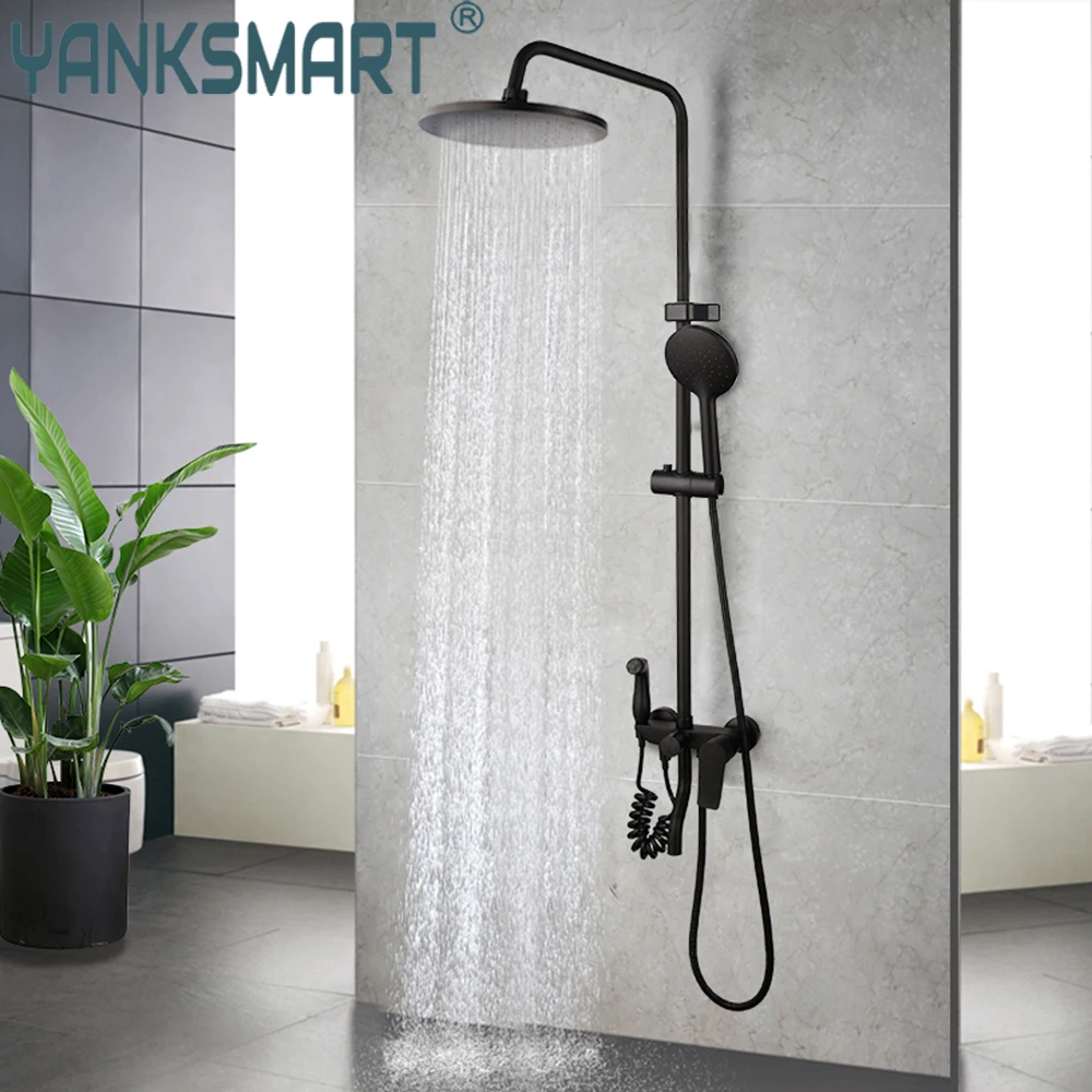 YANKSMART Matte Black Rainfall Bathroom Shower Faucet Wall Mounted Bathtub Shower Mixer Water Tap Bath Shower Faucet Combo Kit
YANKSMART Matte Black Rainfall Bathroom Shower Faucet Wall Mounted Bathtub Shower Mixer Water Tap Bath Shower Faucet Combo Kit